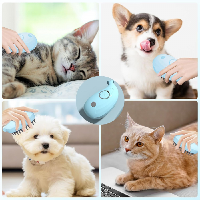 Steamy Cat Brush - 3 In1 Cat Steamy Brush, Self Cleaning Steam Cat Brush, Cat Steamer Brush for Massage for Removing Tangled And Loosse Hair - Image 4