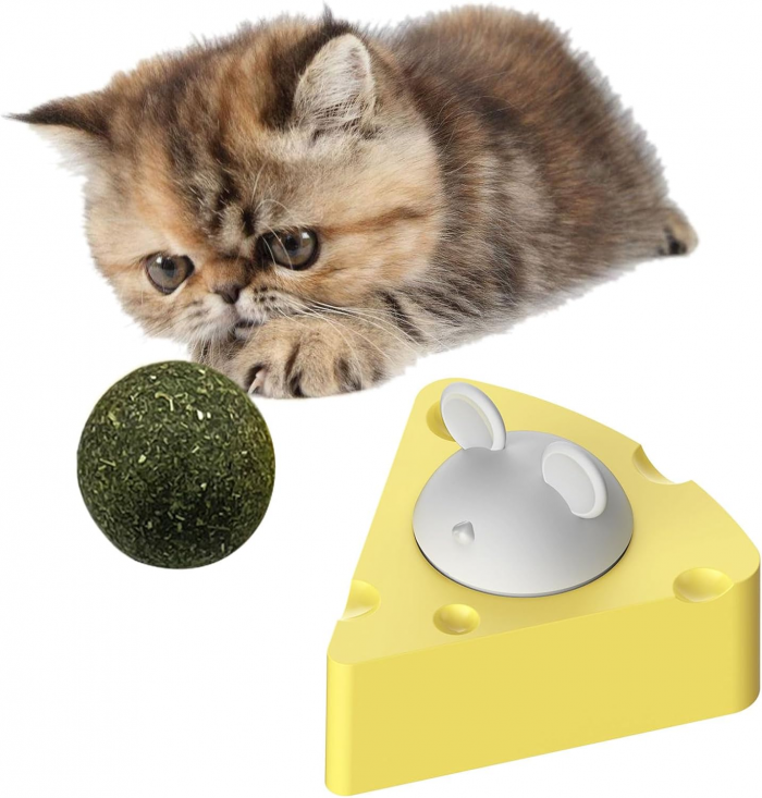 Cat Natural Catmint Ball Toy Stick on Wall Treat Healthy Natural Removes Hair Ball to Promote Digestion Cat Snacks, - Image 2
