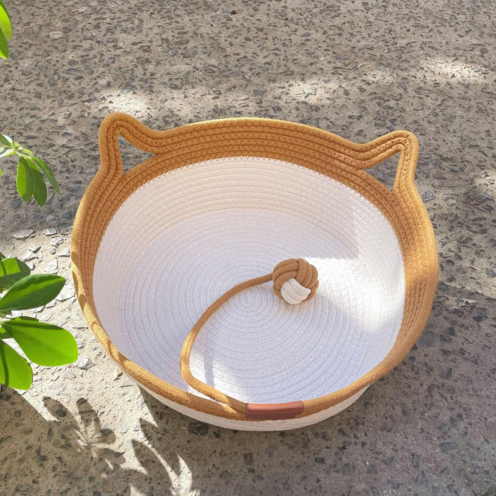 Rattan cat Bed Universal for All Seasons Woven cat Bed Teddy Dog ​​Bed pet mat Toy Ball cat Bed - Image 5
