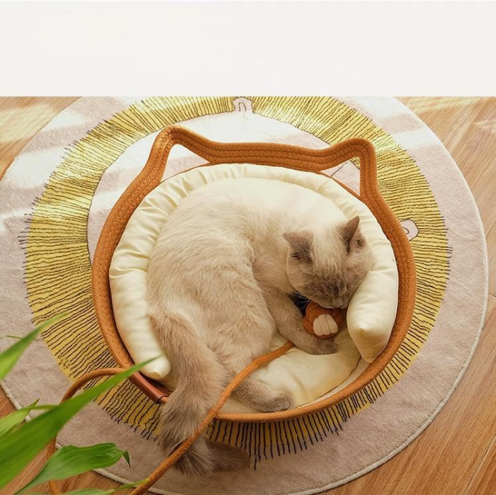 Rattan cat Bed Universal for All Seasons Woven cat Bed Teddy Dog ​​Bed pet mat Toy Ball cat Bed - Image 4