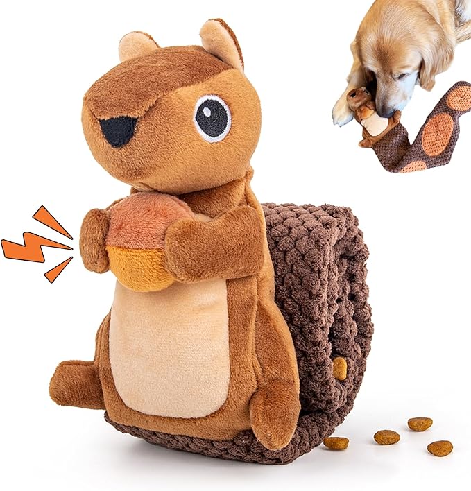Squeaker Squirrel Snuffle Dog Toy Plush Dog Puzzle Toy