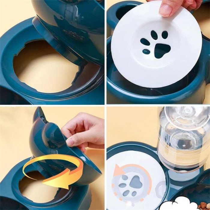 3-In-1 Cat Food and Water Bowl Set - Image 3
