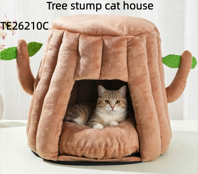Tree stump cat house